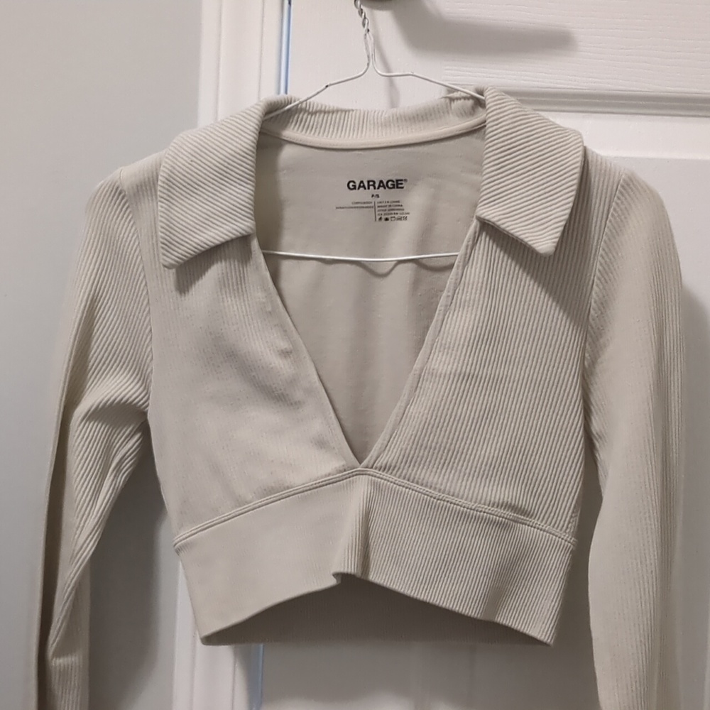 Lonsleeve light beige garage vneck